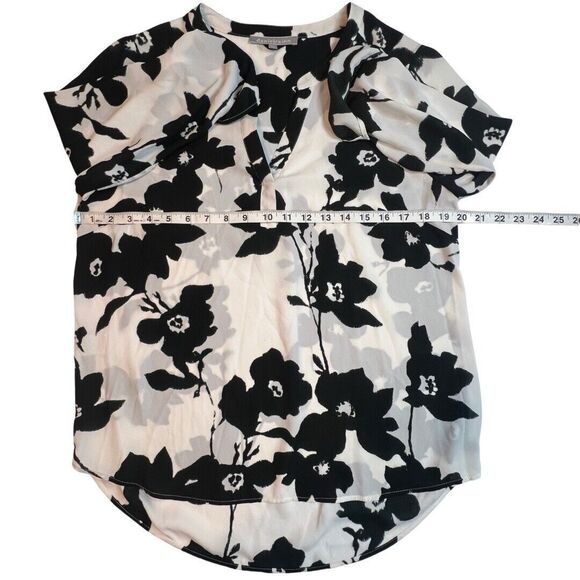 Daniel Rainn Blouse Women Petite Medium White Black Floral High Low Sheer Tunic - Picture 4 of 9